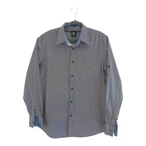 Black Label Men's Black‎ and White Patterned Shirt Sz L